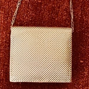 Whiting and Davis Gold Metallic Beaded Stash Purse